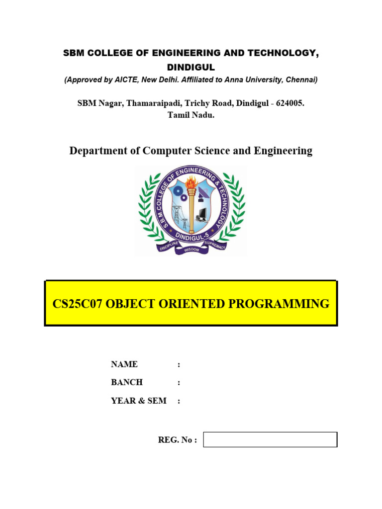 CS25C07 OOPS Lab Manual | PDF | Pointer (Computer Programming ...