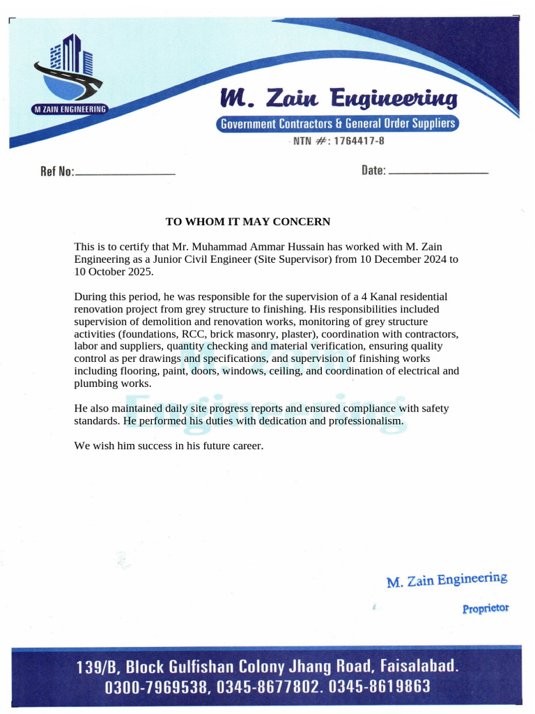 Zain Engineering Letter Pad | PDF