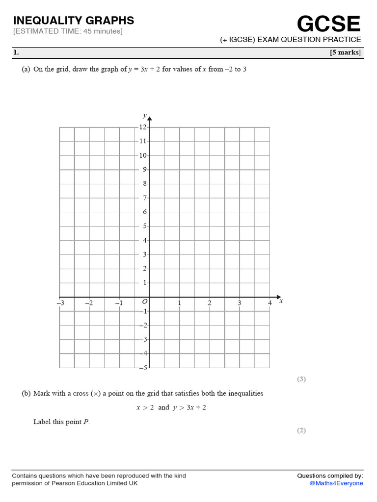 Inequality Graphs Gcse 9 1 Practice Questions 30238 | PDF | Student ...