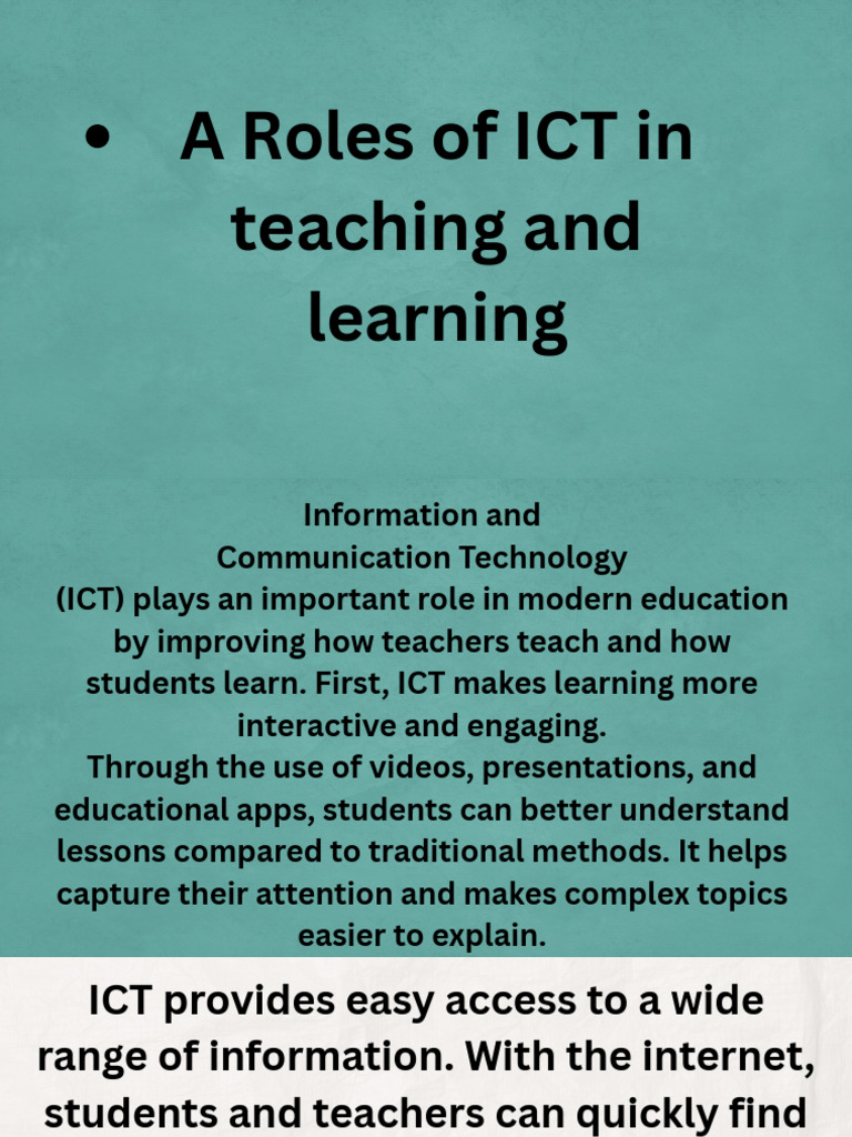 A Roles of ICT in Teaching and Learning | PDF