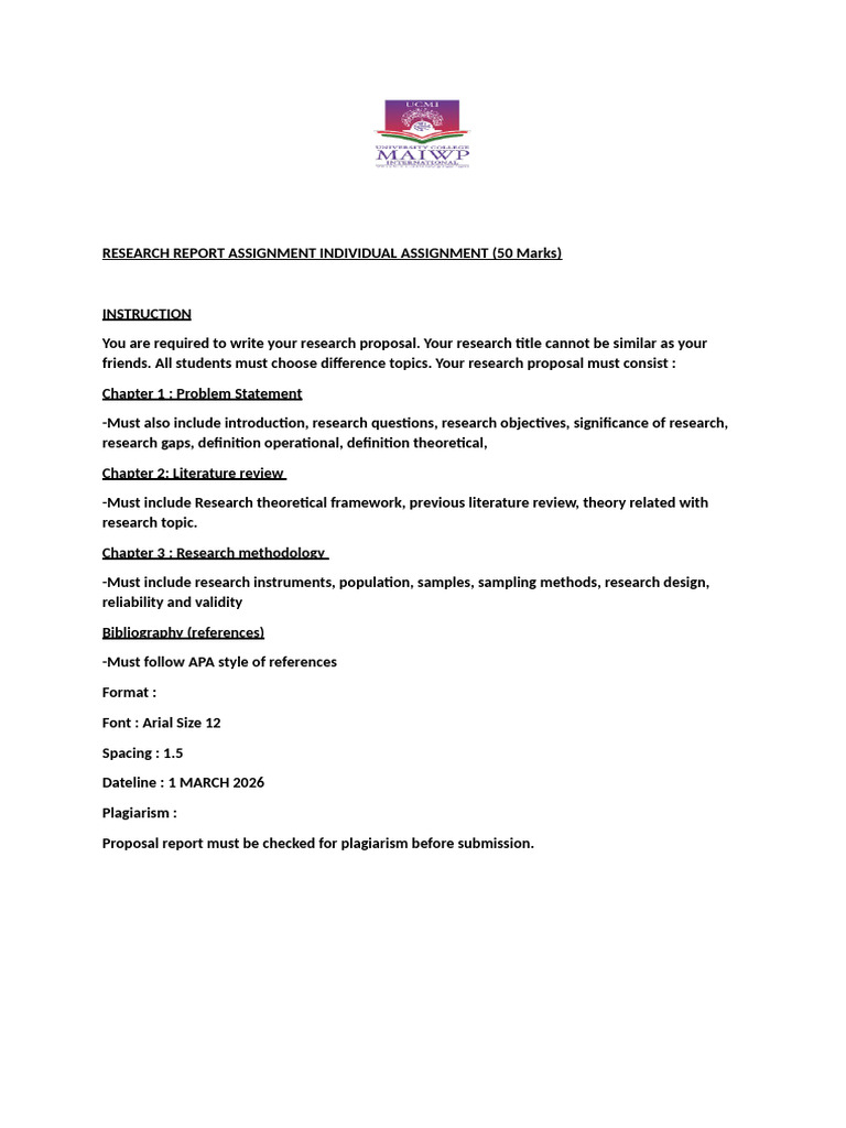 Research Report Assignment Question for This Sem | PDF