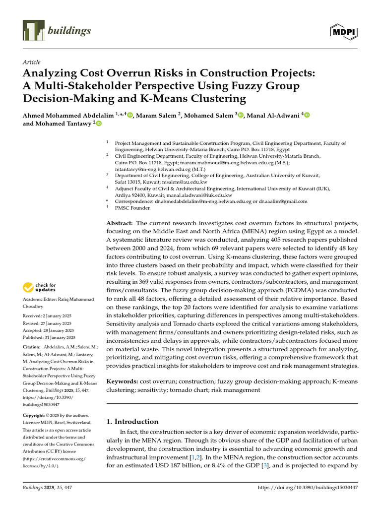 05. Analyzing Cost Overrun Risks in Construction Projects | PDF | Risk ...