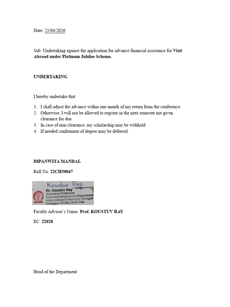 Signed Undertaking Form | PDF