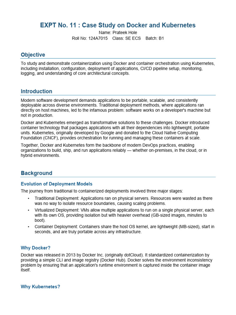Assignment No 1 Docker Kubernetes (1) | PDF | System Software ...