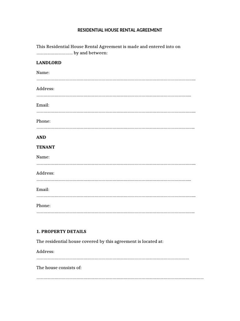 Residential House Rental Agreement | PDF | Lease | Landlord