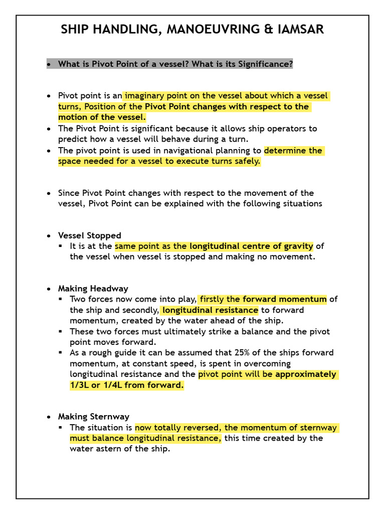Ship Handling, Manoeuvring & Iamsar | PDF | Ships | Shipping