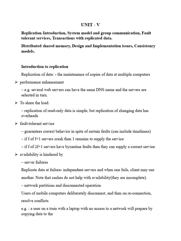 Distibuted Systems Unit-V r18 Jntuh | PDF | Replication (Computing ...