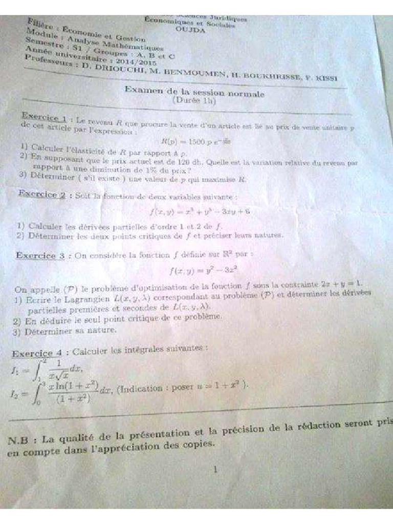 Math s1 Corriger | PDF