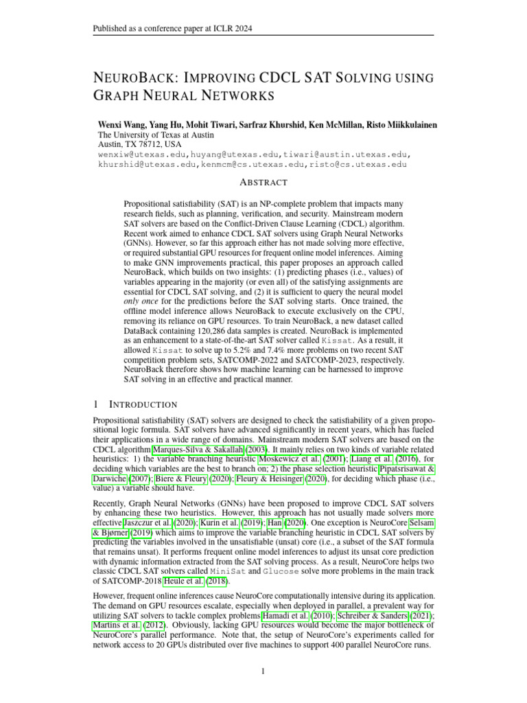 Neuroback Improving Cdcl Sat Solving Using | PDF | Applied Mathematics