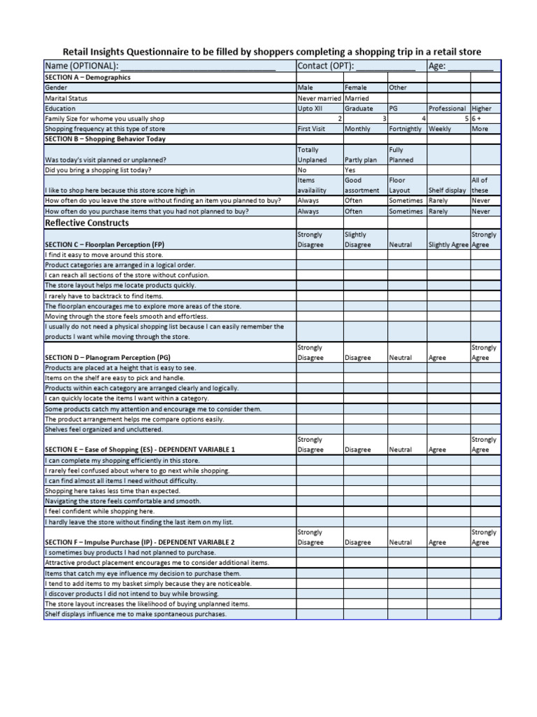 Retail Survey Questionnaire | PDF | Brand