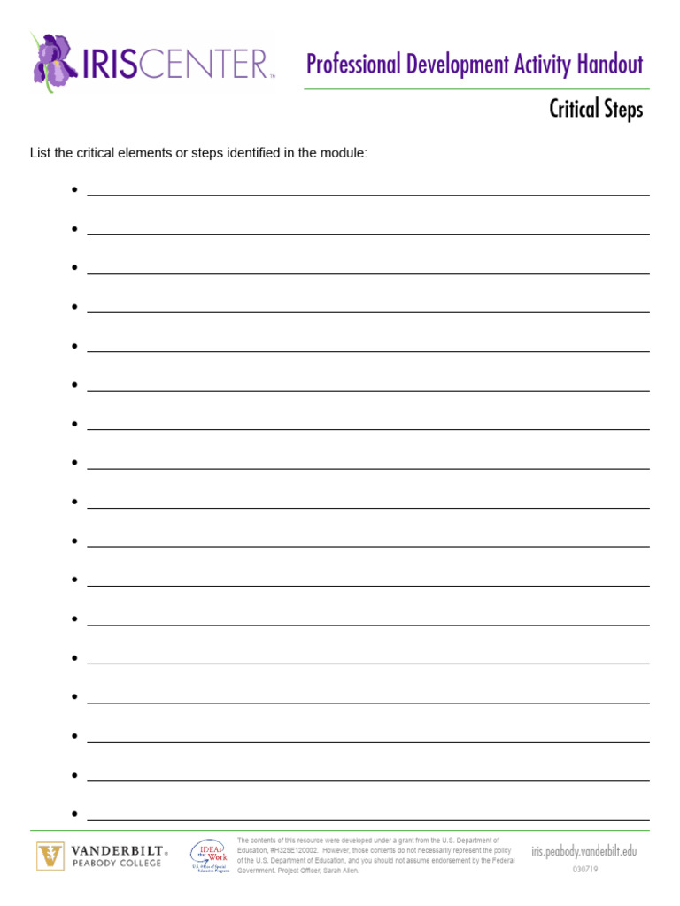 IRIS Critical Steps Handout | PDF