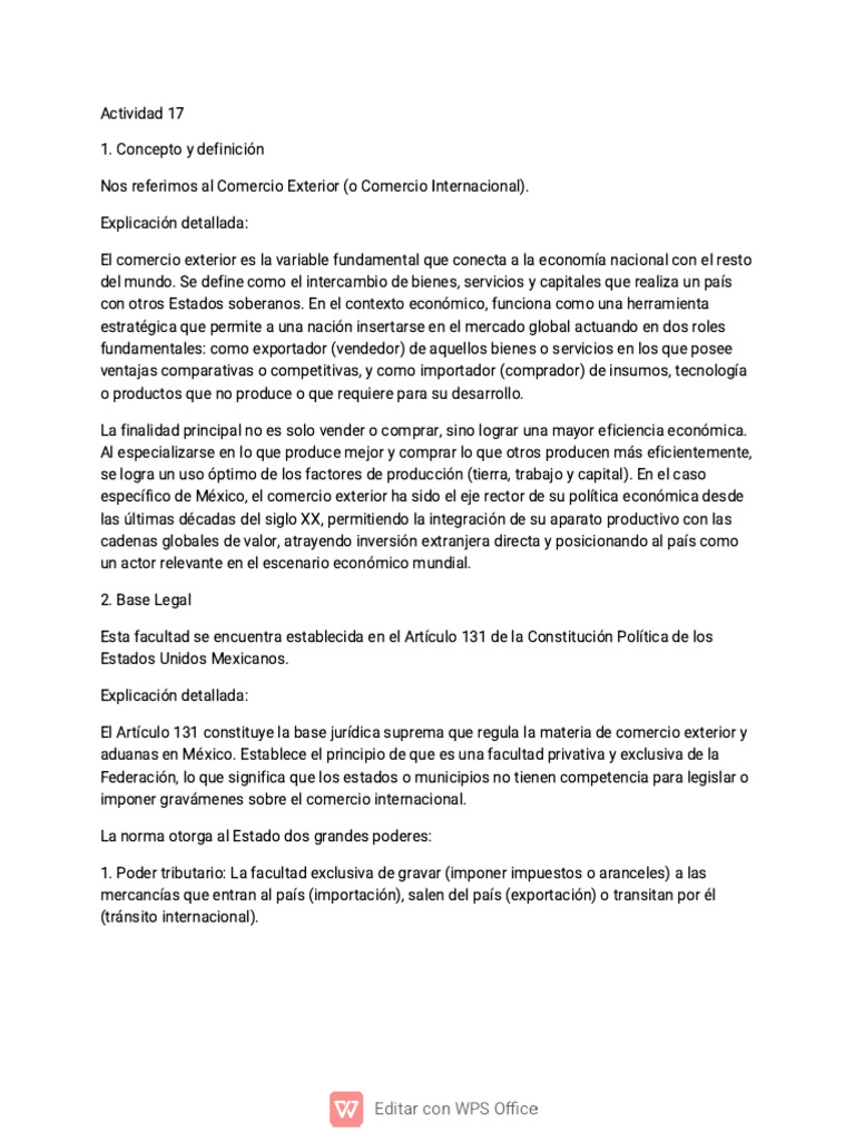 Actividad 17-WPS Office | PDF | El comercio internacional | Negocios ...
