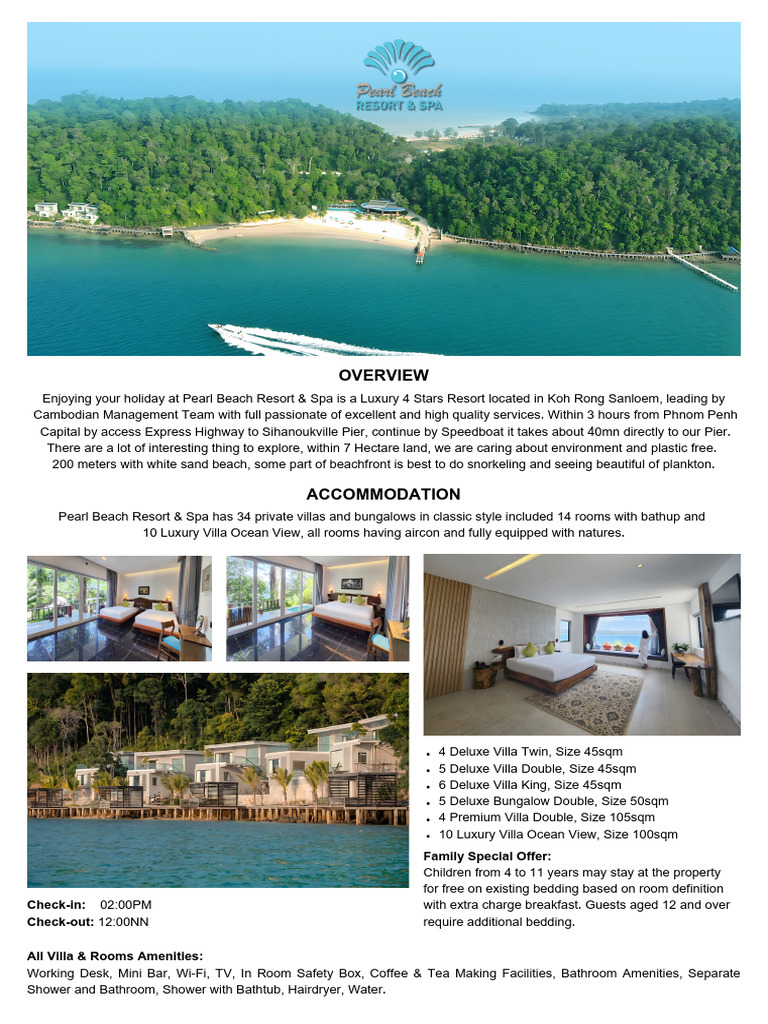 FACTSHEET_PEARL BEACH RESORT & SPA | PDF | Resort | Cuisine