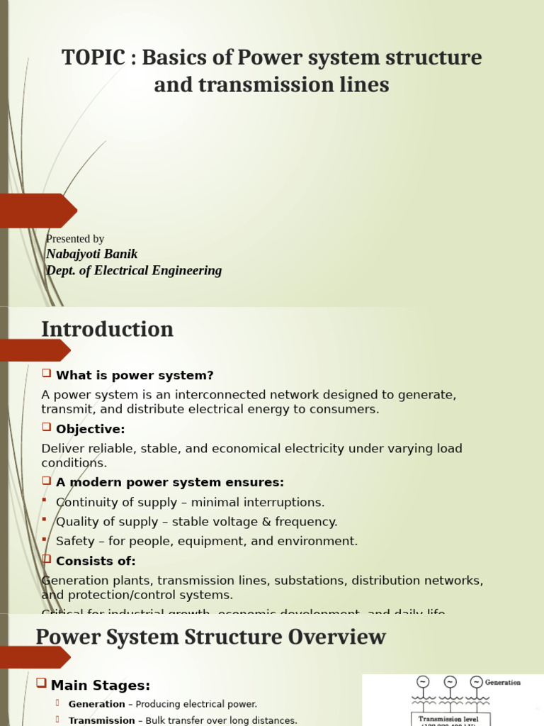 Basics of Power system structure and transmission lines | PDF ...