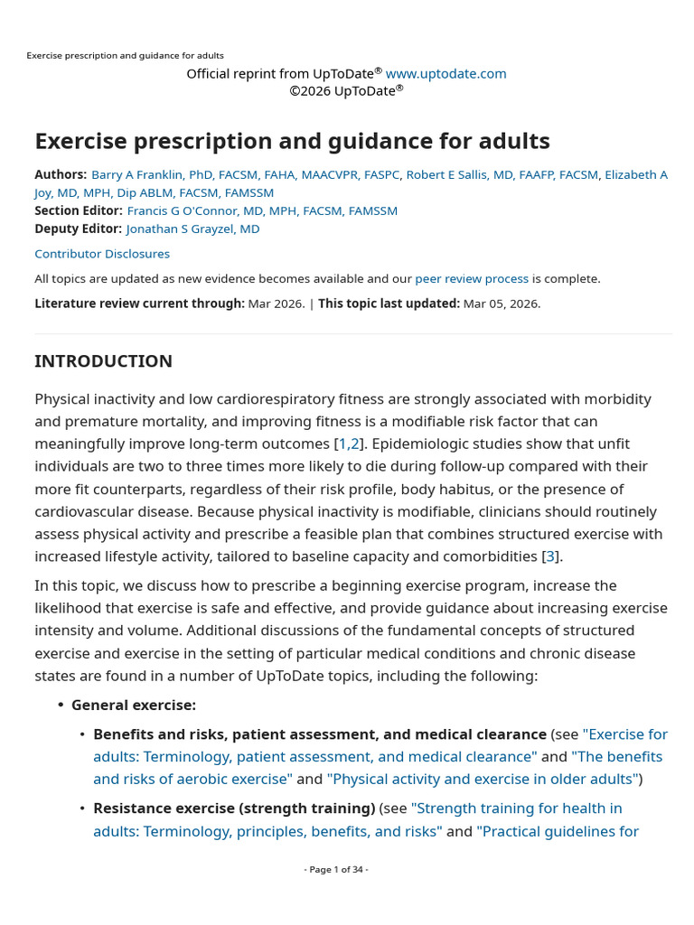 Exercise Prescription and Guidance for Adults | PDF | High Intensity ...