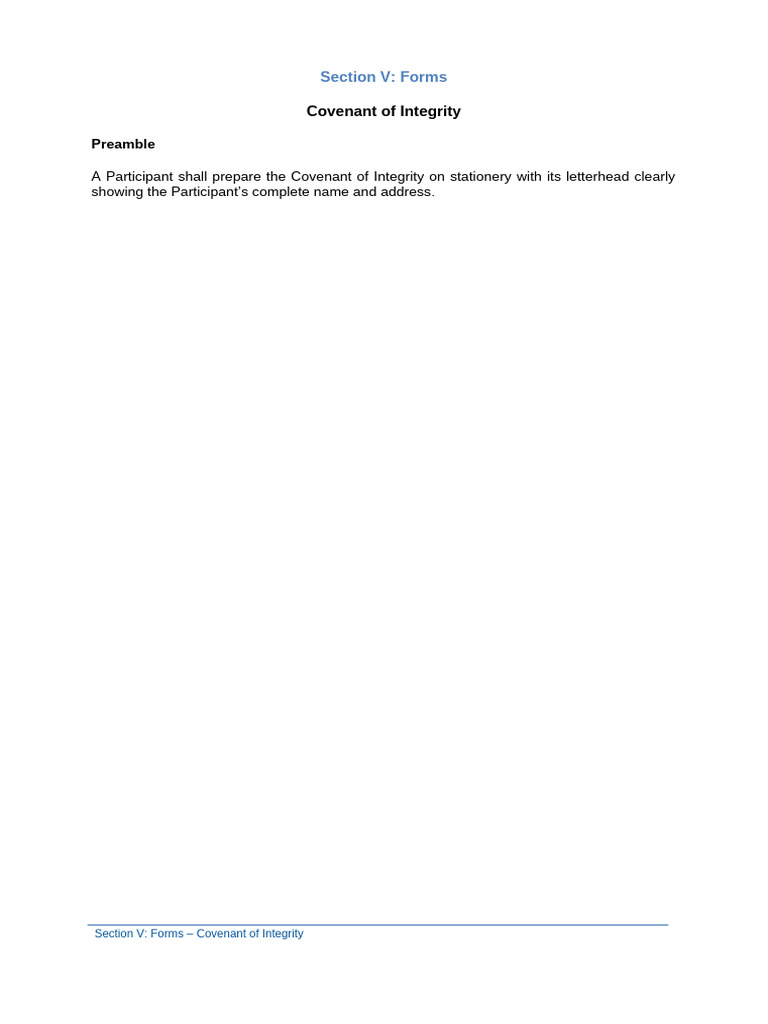 V - Forms - Covenant of Integrity(1) | PDF | Covenant (Law) | Justice