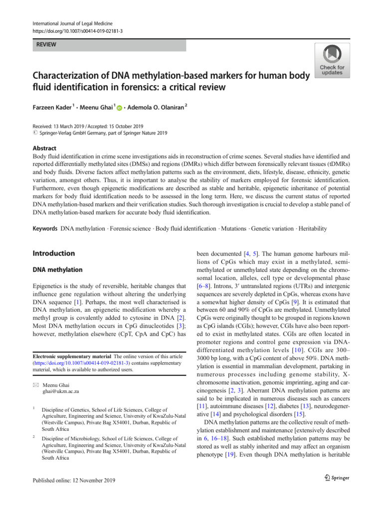 ARTICLE 3 | PDF | Dna Methylation | Epigenetics
