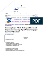 Samsung Paper Whole Testpaper Placement Papers and Samsung Paper Whole Testpaper Interview Questions