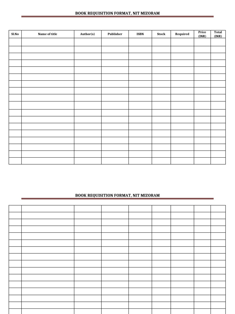 Book Req Format | PDF