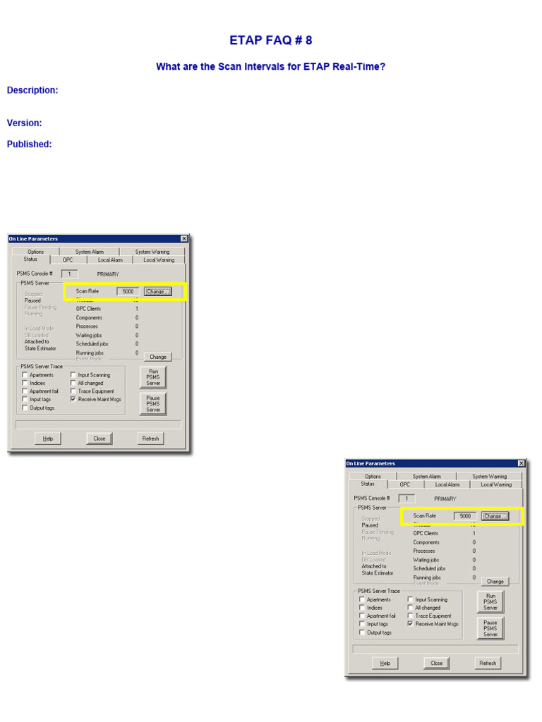 ETAP FAQ Scan Intervals for Etap Real Time | PDF