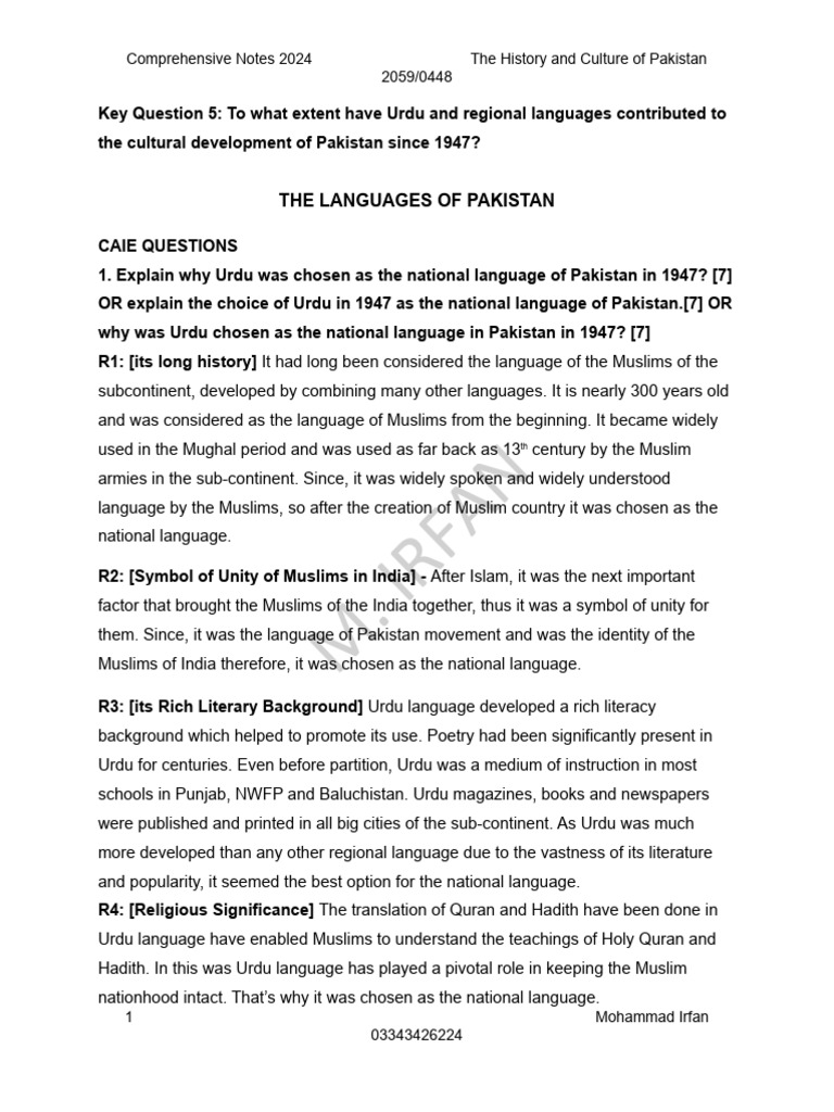 Languages of Pakistan Notes 24-25 (1) | PDF | Urdu | Pakistan