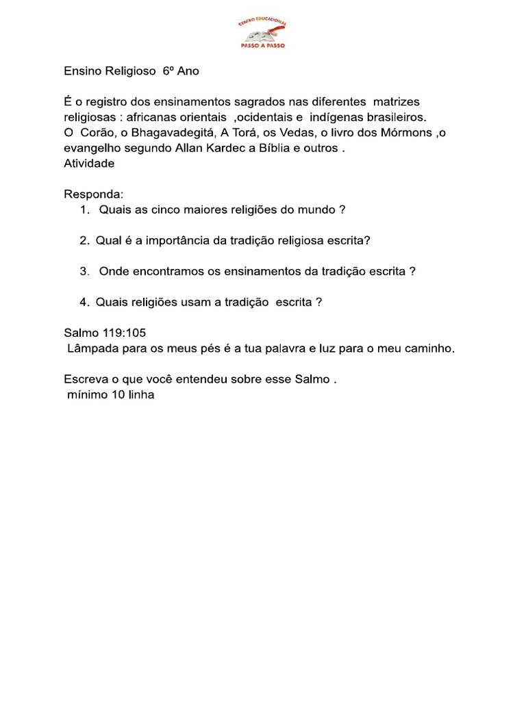 Ensino Religioso 6 Ano | PDF