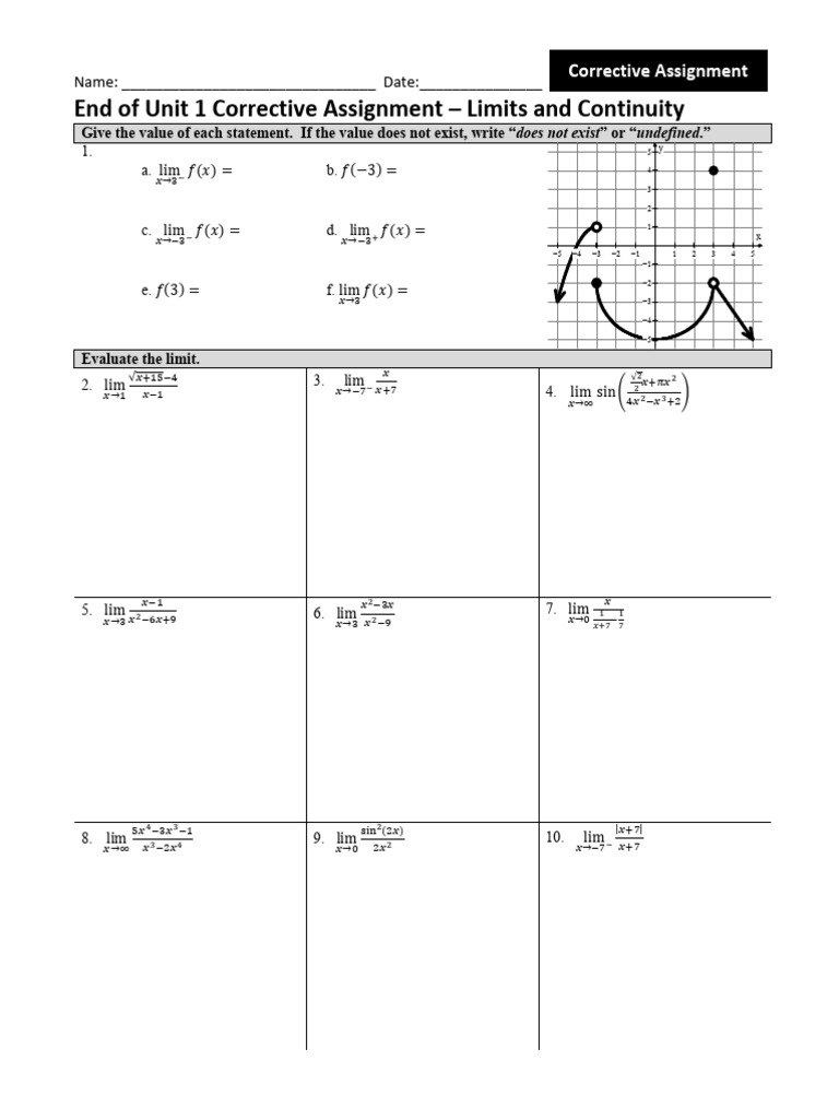 Calc End-Of-unit 1 Corrective Assignment | PDF | Function (Mathematics ...