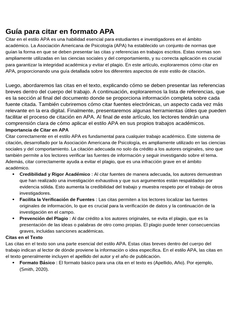 Guía para Citar en Formato APA | PDF | Estilo apa | Sitios web