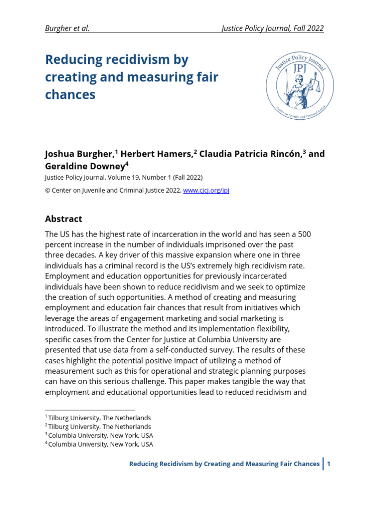 Reducing Recidivism | PDF | Recidivism | Performance Indicator