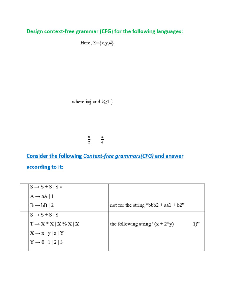 CFG Practice Problems | PDF | Language Mechanics | Chess Openings