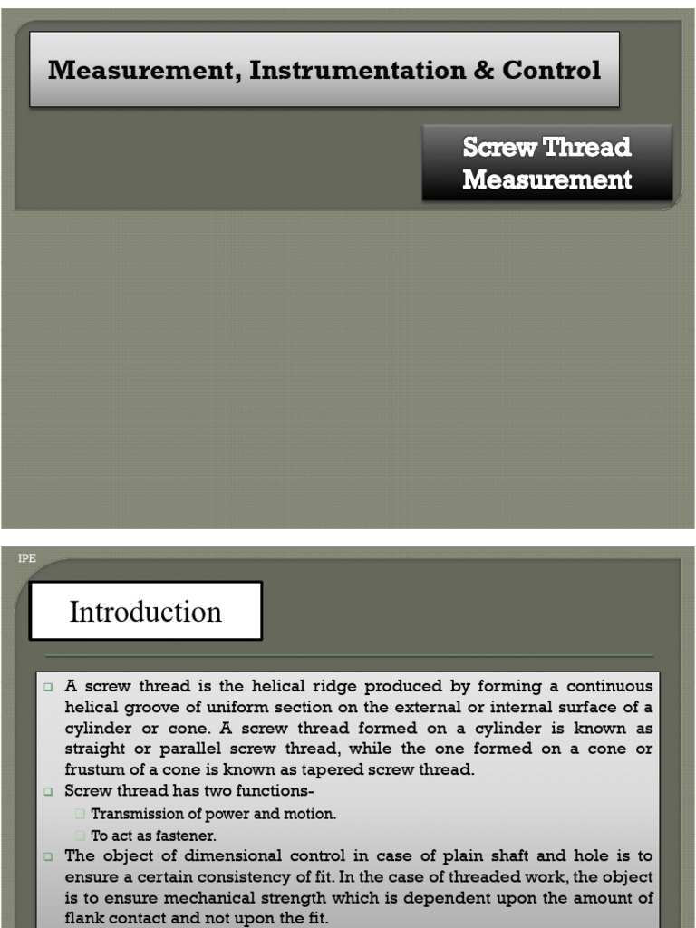 5. Screw Thread Measurement | PDF | Screw | Mechanical Engineering