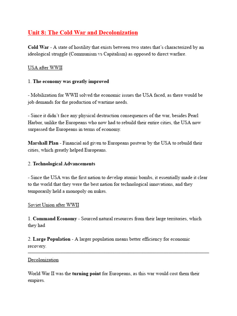 Unit 8_ the Cold War and Decolonization (1) | PDF | Mandatory Palestine ...