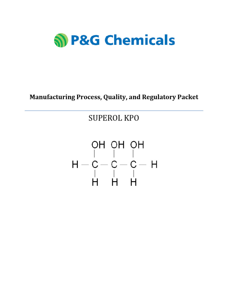 Manufacturing Process, Quality, and Regulatory Packet | PDF | Glycerol ...