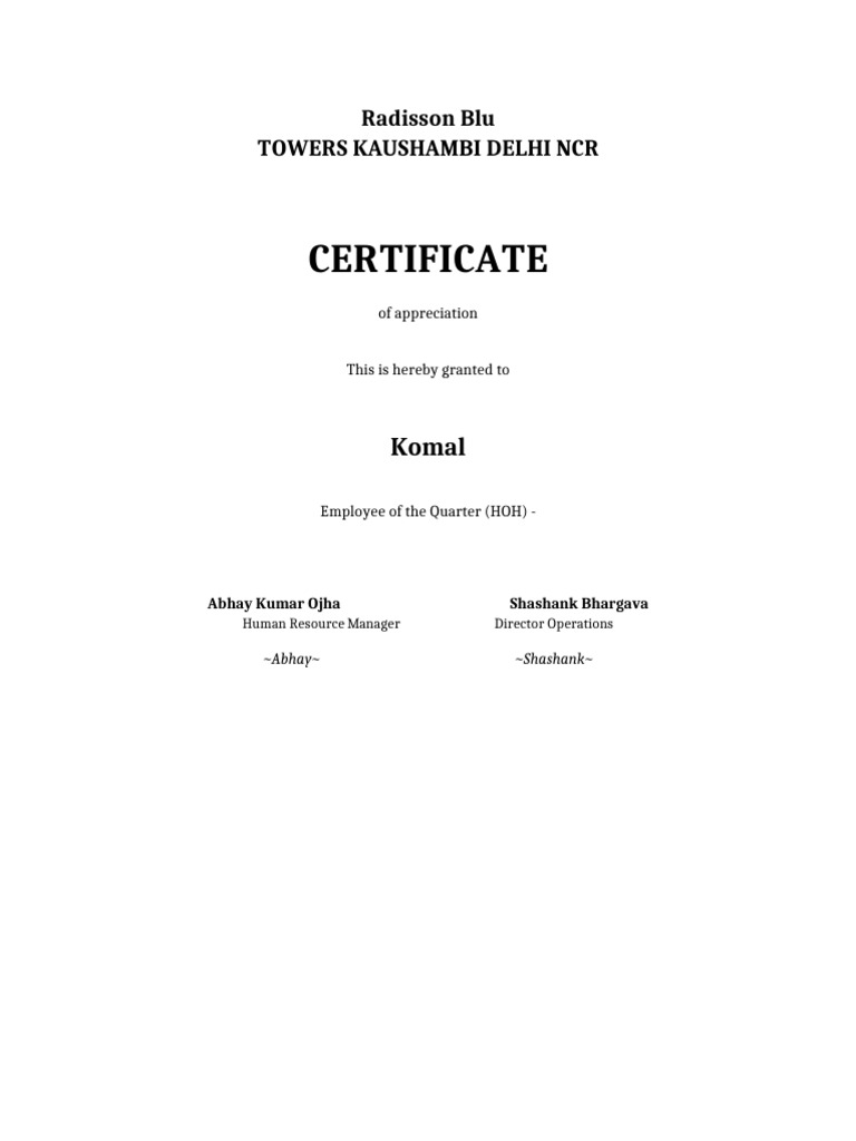 Recreated Certificate | PDF