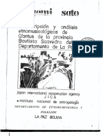 Transcripcion y Analisis Etnomusicologicos de Q'antus de La Provincia Bautista Saavedra Del Depto. La Paz