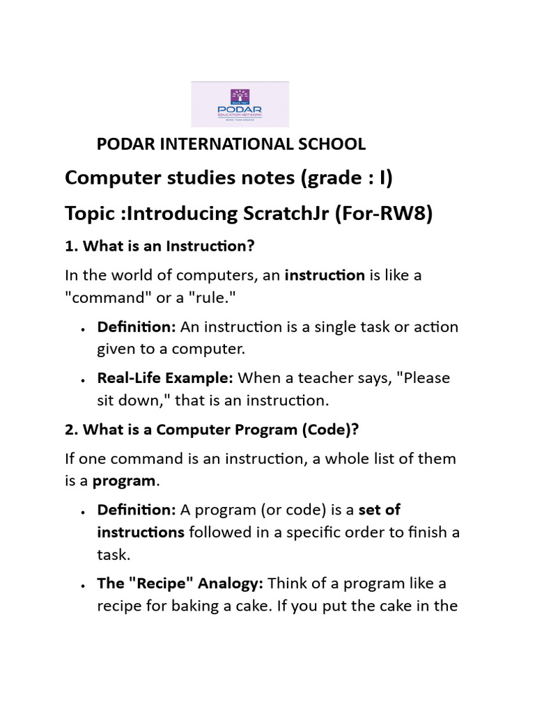 Computer Studies Notes Grade 1 (for RW8) | PDF | Computing
