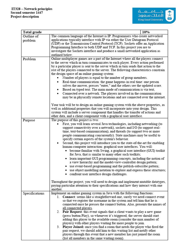 Project Description 1447 Final (1) | PDF | Network Socket | Internet ...