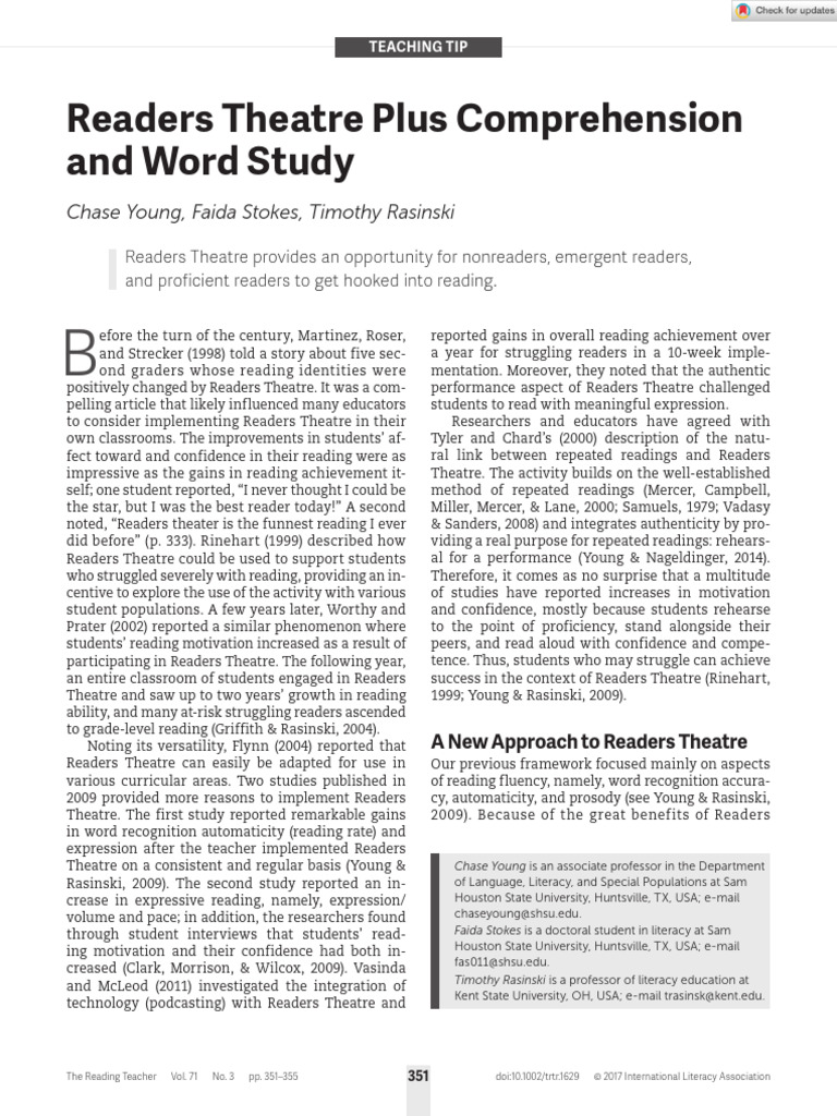 Timothy v. Rasinski - Readers Theatre Plus Comprehension and Word Study ...