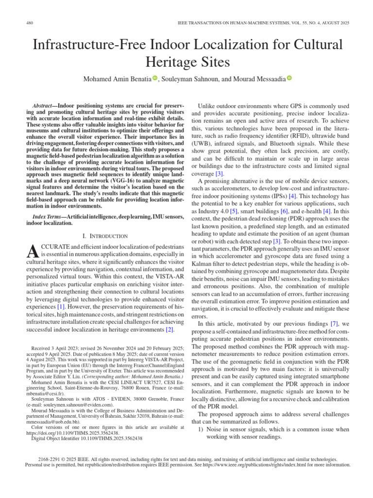 Infrastructure-Free Indoor Localization for Cultural Heritage Sites ...