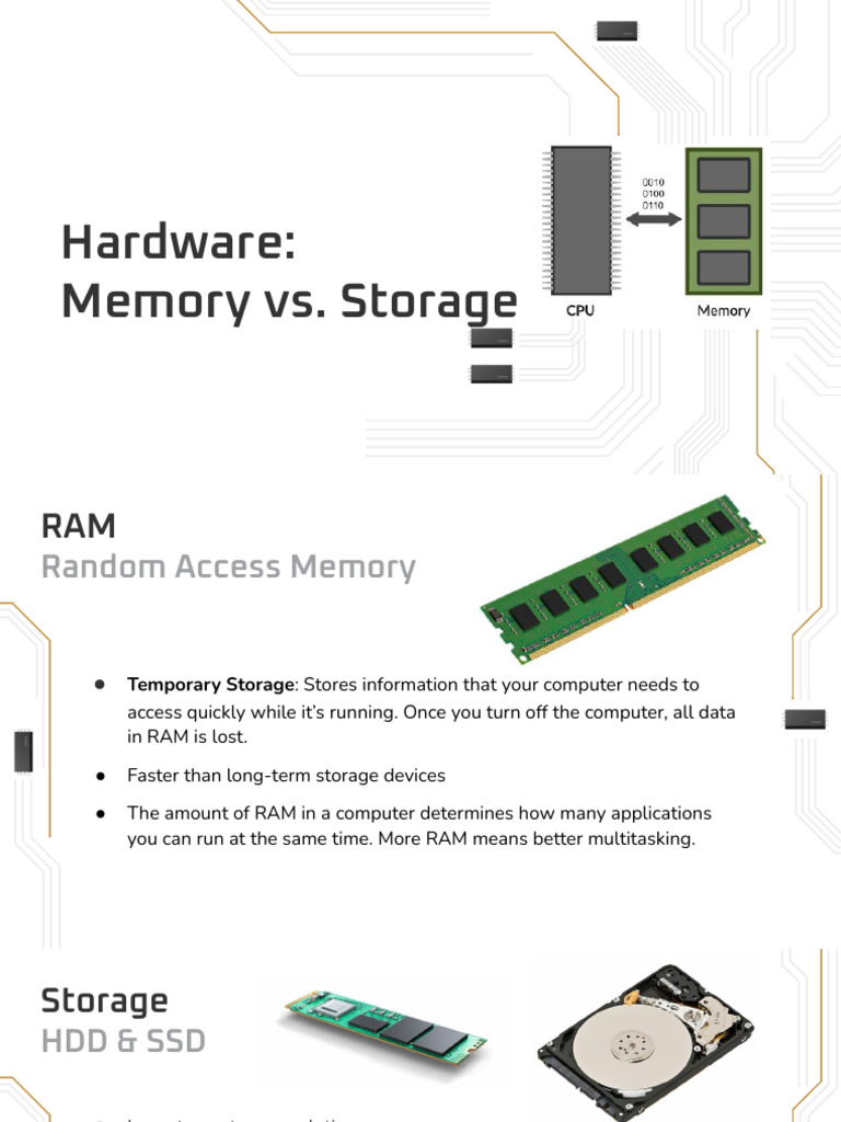 Hardware Components: Memory & Storage | PDF | Random Access Memory ...