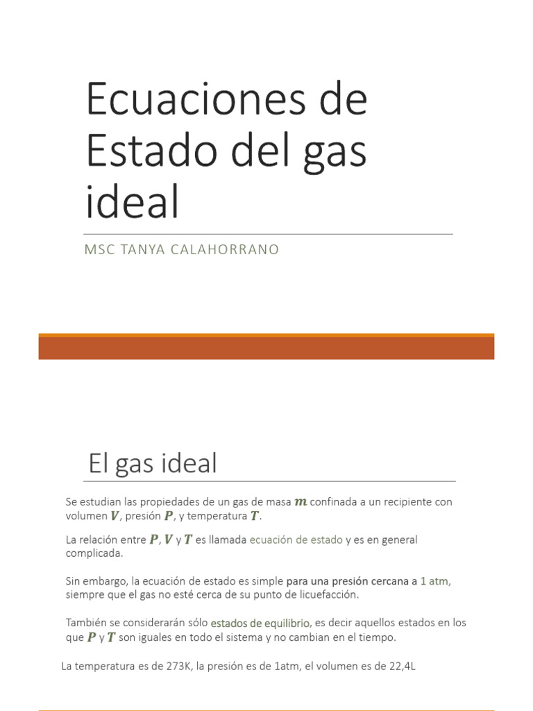 Ecuaciones de Estado Del Gas Ideal | PDF | Gases | Mole (Unidad)