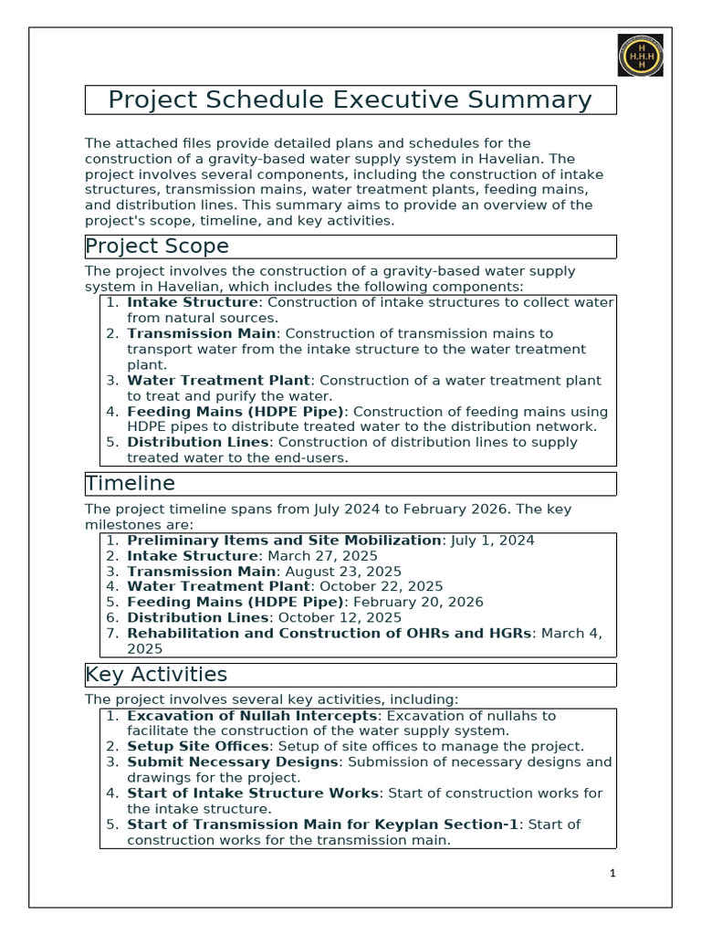 Sample Project Schedule Executive Summary | PDF | Chess Theory | Chess