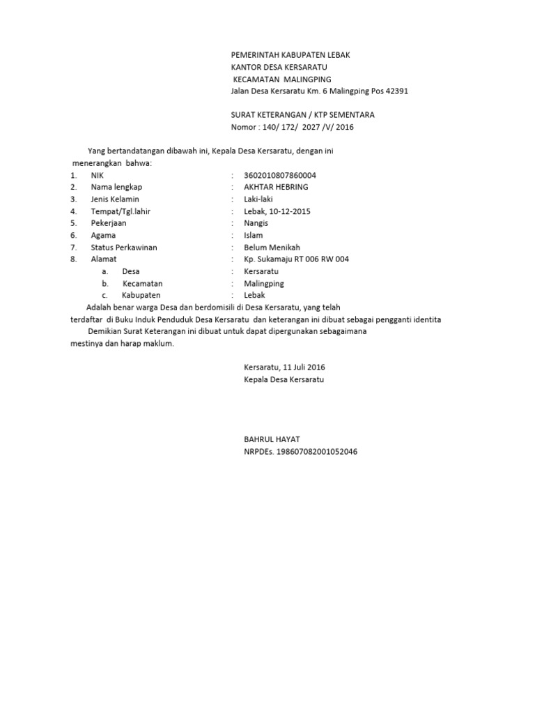Aplikasi Ktp Sementara Dan Domisili | PDF