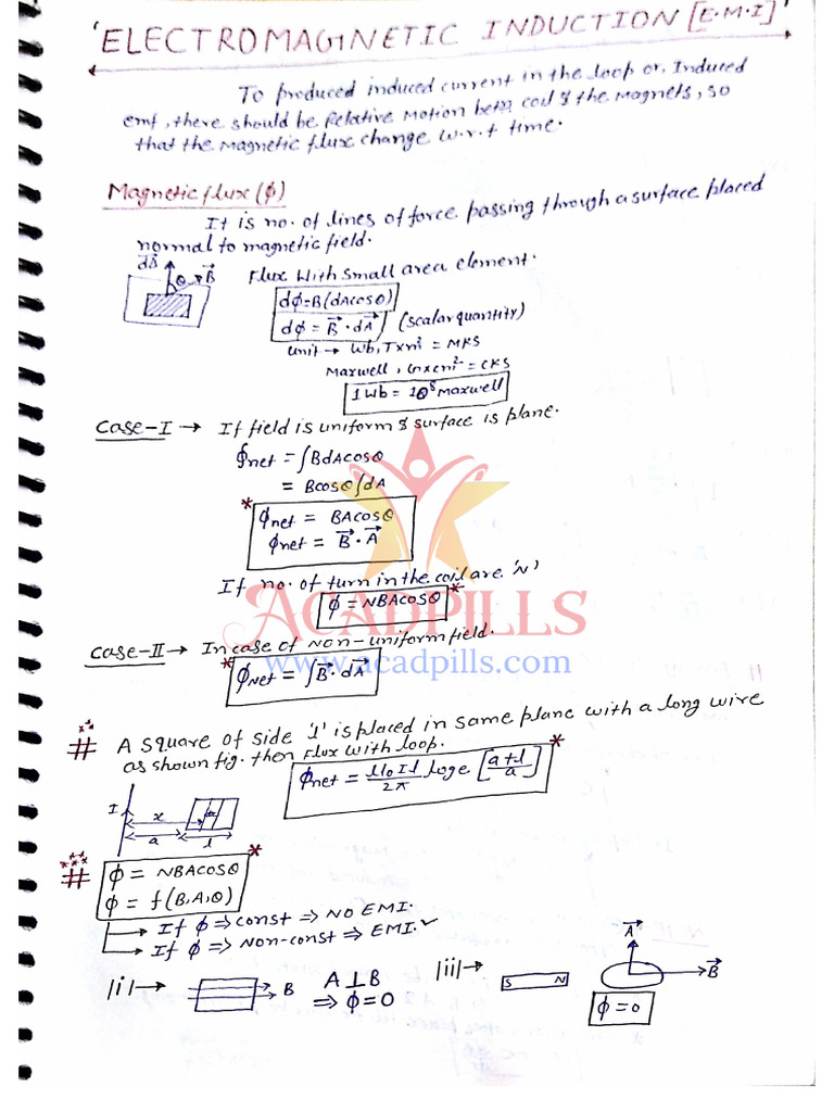 Electromagnetic Induction Handwritten Notes-1-15 | PDF