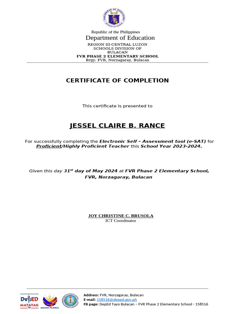 Esat Certificate | PDF
