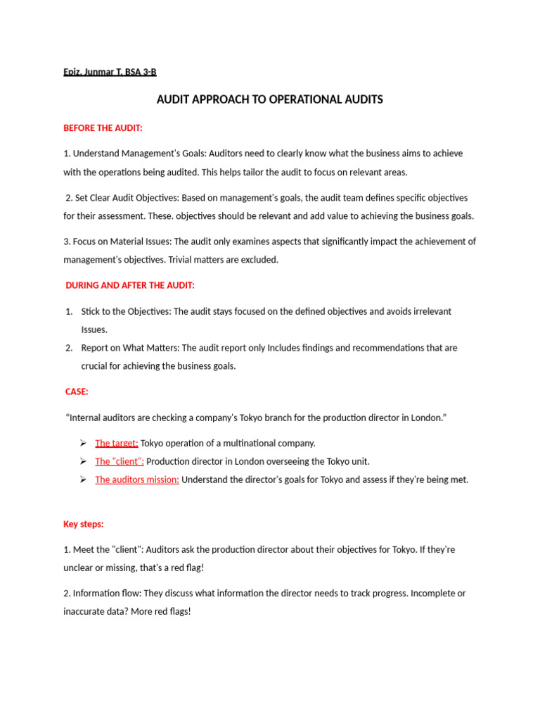 Audit Approach To Operational Audit | PDF | Audit | Internal Audit