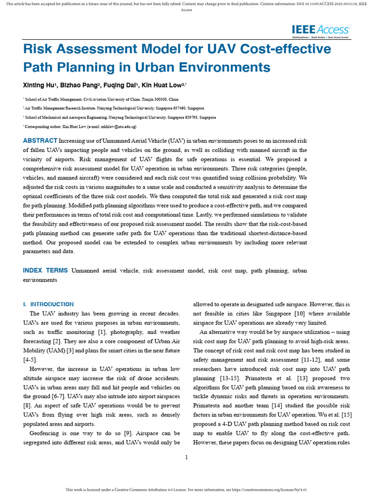Risk Assessment Model for UAV Cost-Effective Path | PDF | Unmanned ...