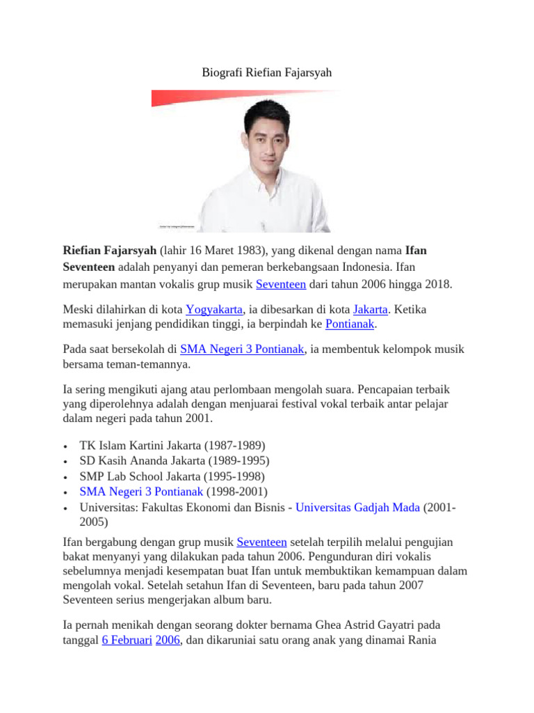 Biografi Riefian Fajarsyah | PDF
