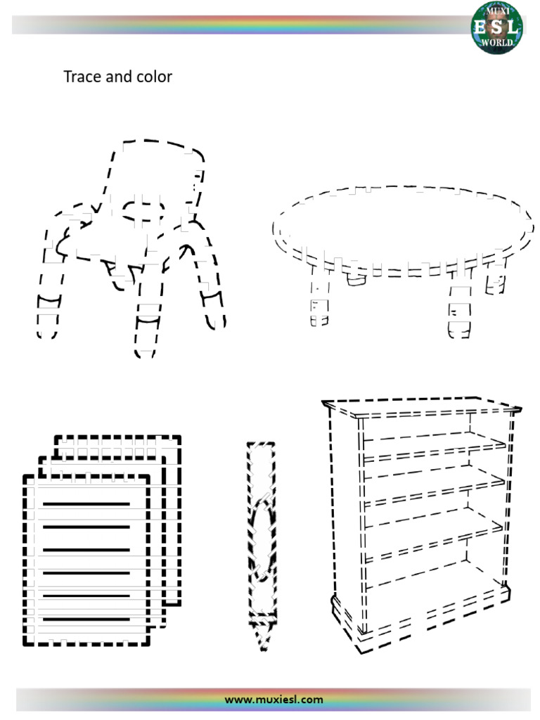 Classroom Objects Tracing Worksheet i0oj6x | PDF