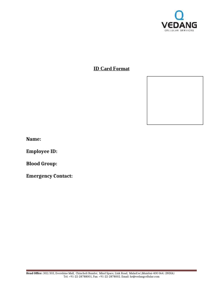 Id Card Form | PDF
